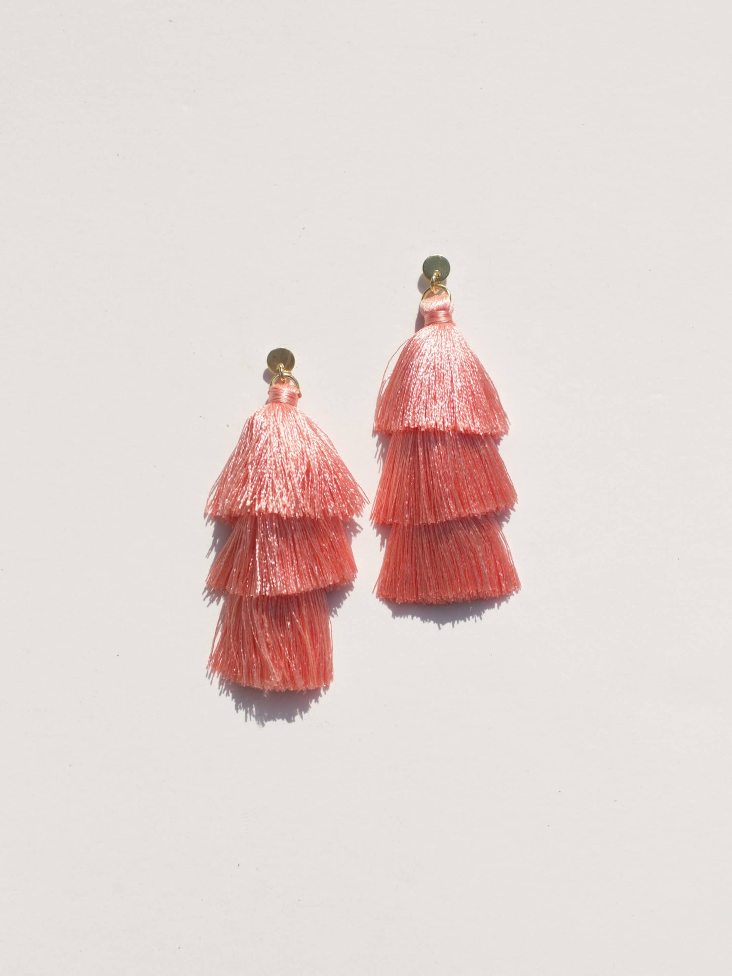 Tiered Tassel Earrings - Pink - Belle + Blossom
