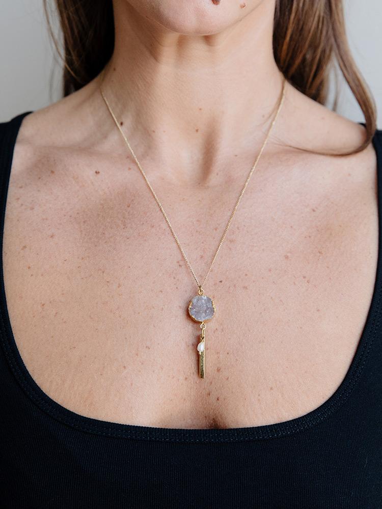 Druzy Stone Necklace - Belle + Blossom