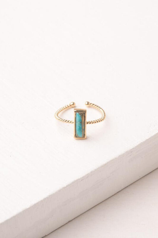 14k Gold Turquoise Rectangle Ring - Belle + Blossom