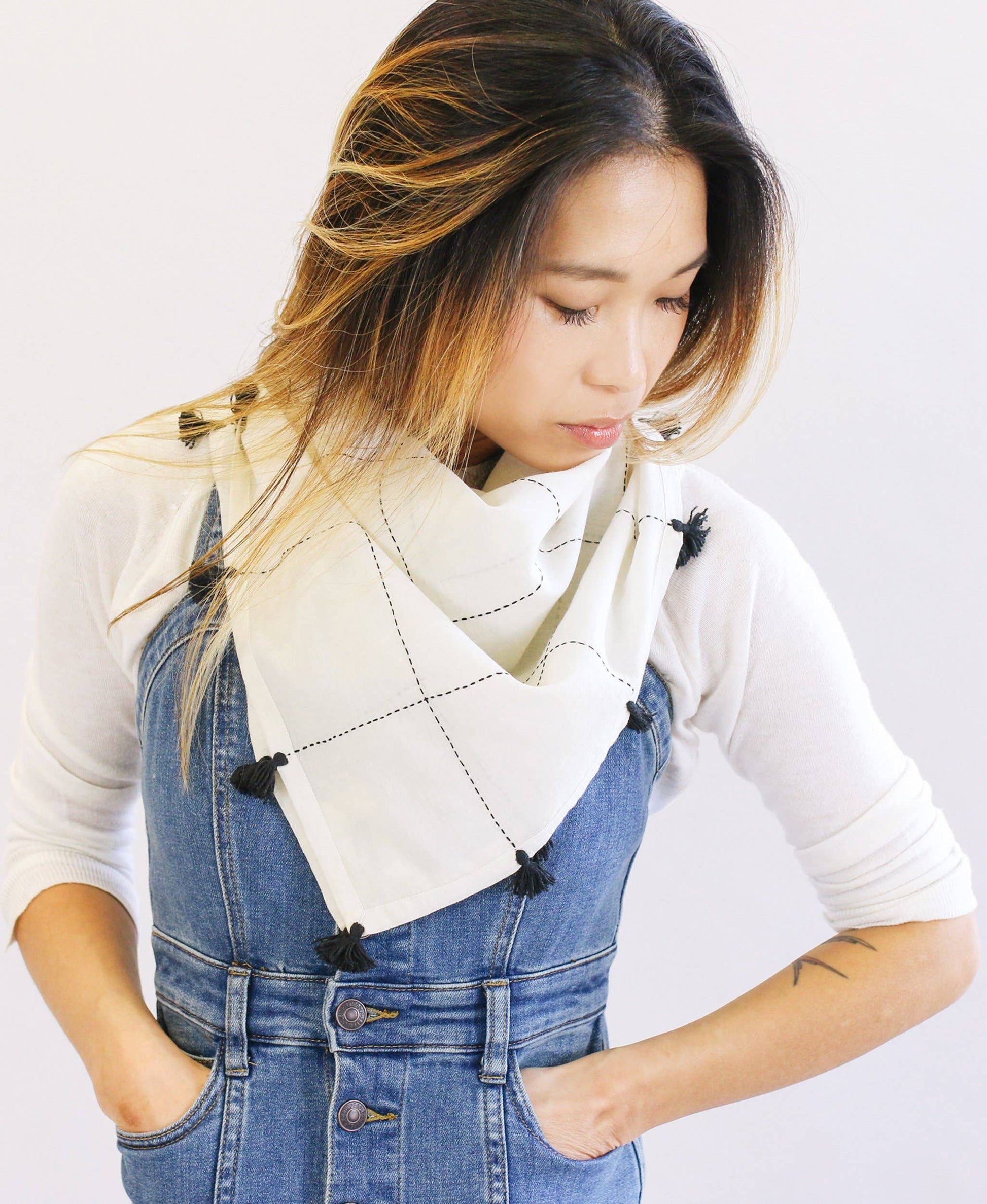 Grid Scarf Ivory - Belle + Blossom