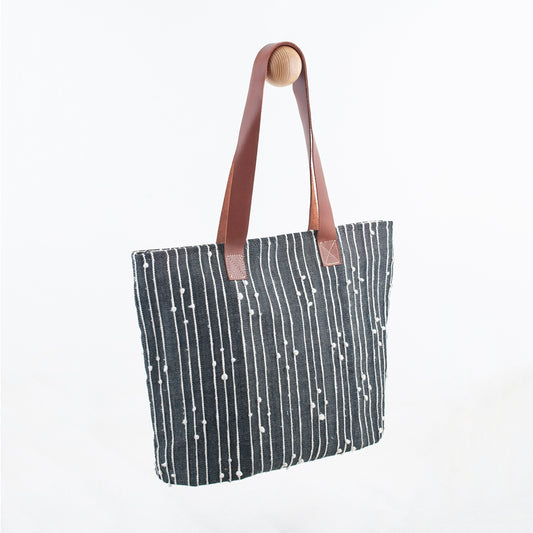 Handwoven Grey Tote - Belle + Blossom