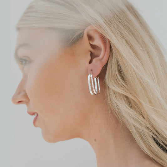 Silver Tone Duo Hoops - Belle + Blossom